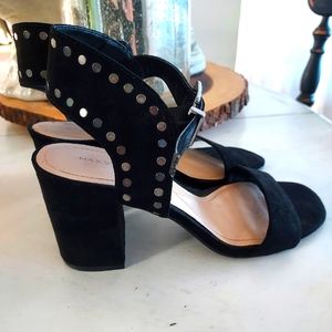 Max Studio Black Suede Sandals with Studded Detail